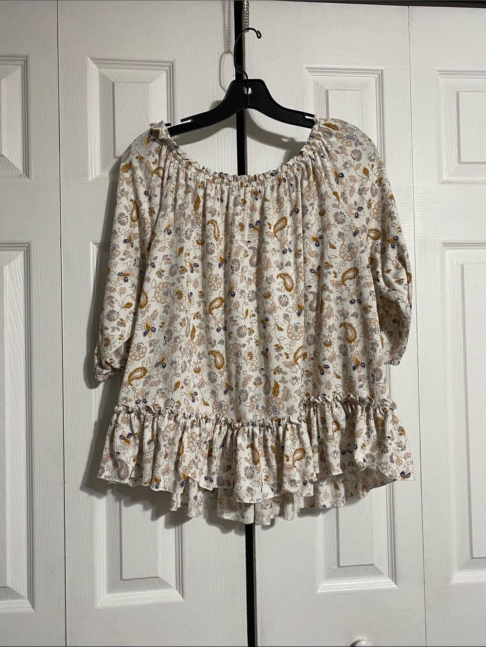 Melloday floral smock top blouse shirt top size LARGE
